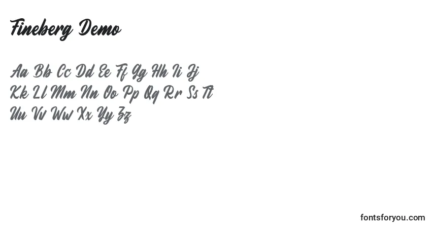 Schriftart Fineberg Demo (126691) – Alphabet, Zahlen, spezielle Symbole