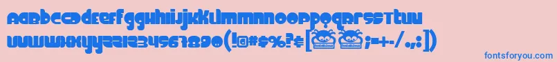 フォントFINEO    – ピンクの背景に青い文字