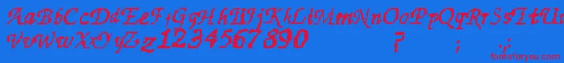 Finest-Schriftart – Rote Schriften auf blauem Hintergrund