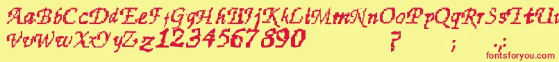 フォントFinest – 赤い文字の黄色い背景