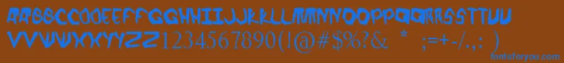 Finger font-Schriftart – Blaue Schriften auf braunem Hintergrund