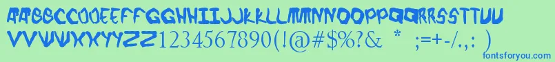 Finger font Font – Blue Fonts on Green Background