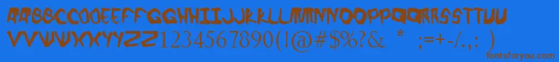 Finger font Font – Brown Fonts on Blue Background