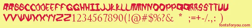 Finger font Font – Red Fonts on Yellow Background