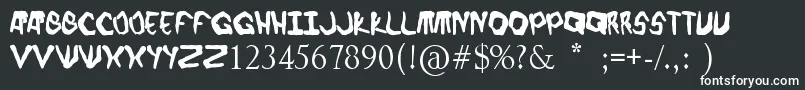 Czcionka Finger font – białe czcionki na czarnym tle