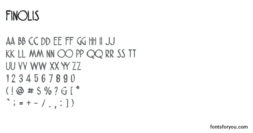 A fonte FINOLIS – alfabeto, números, caracteres especiais