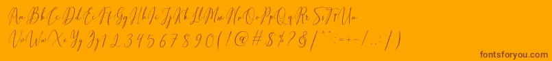 Fiolenitta-Schriftart – Braune Schriften auf orangefarbenem Hintergrund