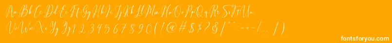 Fiolenitta-Schriftart – Weiße Schriften auf orangefarbenem Hintergrund