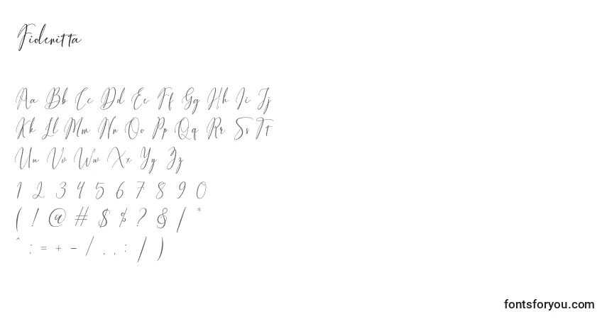 Schriftart Fiolenitta (126701) – Alphabet, Zahlen, spezielle Symbole
