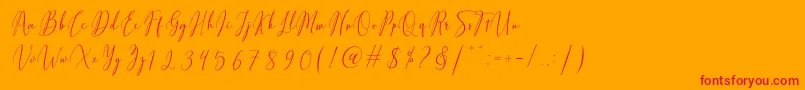 Fiolenitta-Schriftart – Rote Schriften auf orangefarbenem Hintergrund