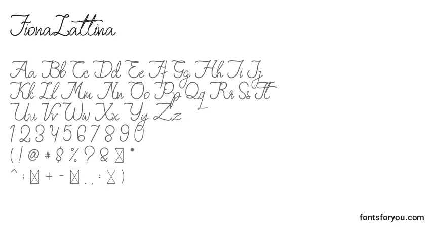 Schriftart FionaLattina – Alphabet, Zahlen, spezielle Symbole