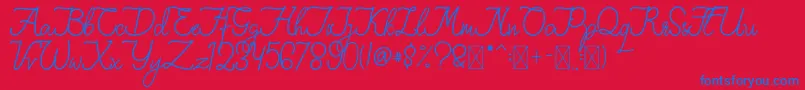 FionaLattina Font – Blue Fonts on Red Background