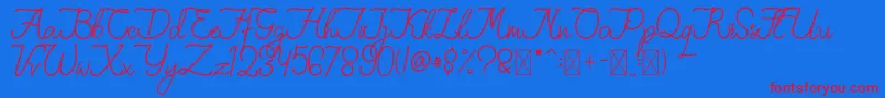 FionaLattina Font – Red Fonts on Blue Background