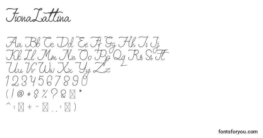 Шрифт FionaLattina (126703) – алфавит, цифры, специальные символы