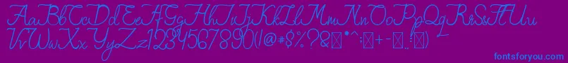 Weitere Informationen zur FionaLattina-Schriftart FionaLattina-Schriftart – Blaue Schriften auf violettem Hintergrund