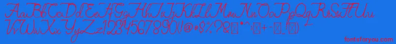 FionaLattina Font – Red Fonts on Blue Background