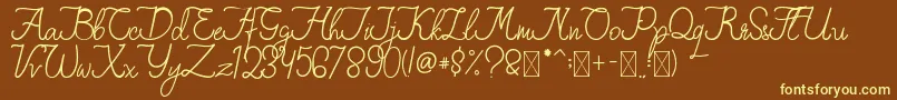 FionaLattina-Schriftart – Gelbe Schriften auf braunem Hintergrund