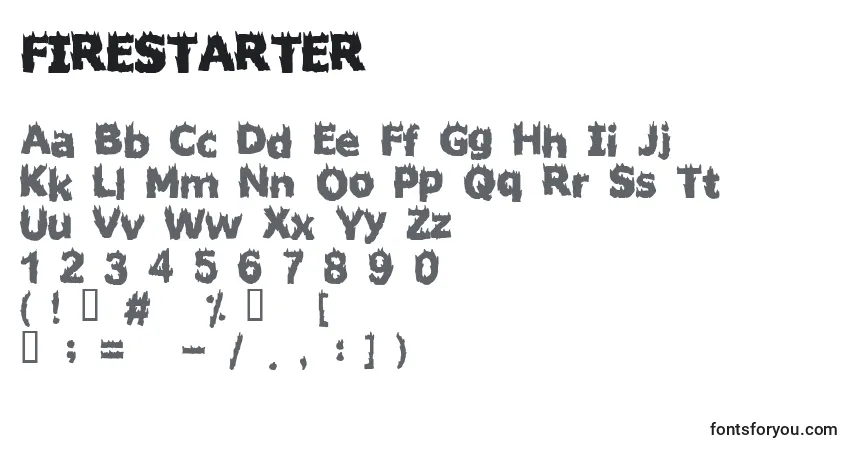 A fonte FIRESTARTER (126706) – alfabeto, números, caracteres especiais