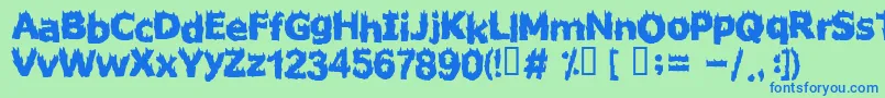 フォントFIRESTARTER – 青い文字は緑の背景です。