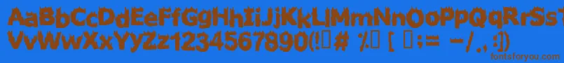 フォントFIRESTARTER – 茶色の文字が青い背景にあります。
