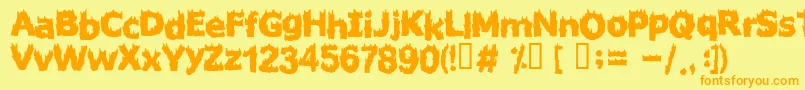 フォントFIRESTARTER – オレンジの文字が黄色の背景にあります。