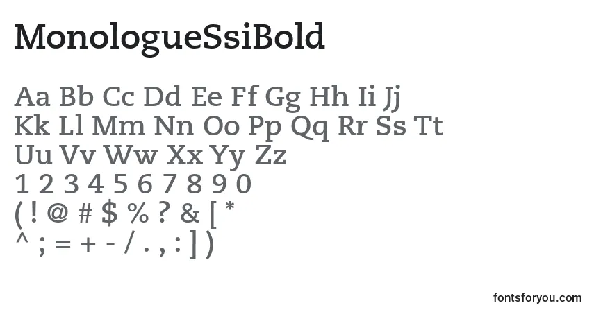 A fonte MonologueSsiBold – alfabeto, números, caracteres especiais