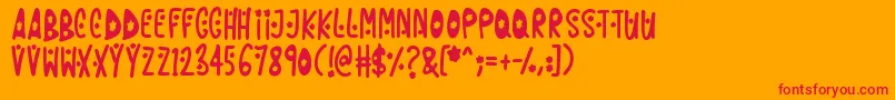 Fireworks Kid-Schriftart – Rote Schriften auf orangefarbenem Hintergrund