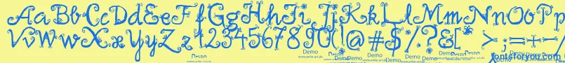 firlefanz demo Font – Blue Fonts on Yellow Background