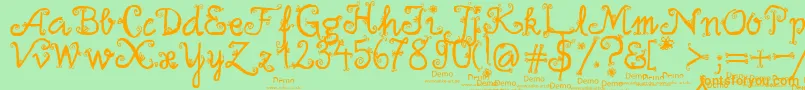 firlefanz demo-Schriftart – Orangefarbene Schriften auf grünem Hintergrund