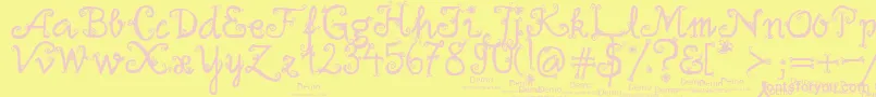 firlefanz demo-Schriftart – Rosa Schriften auf gelbem Hintergrund