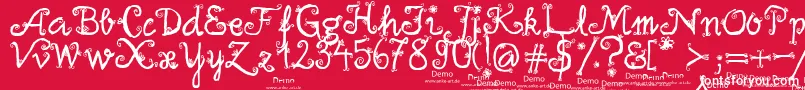 firlefanz demo-Schriftart – Weiße Schriften auf rotem Hintergrund