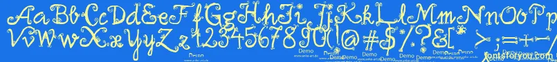 firlefanz demo Font – Yellow Fonts on Blue Background