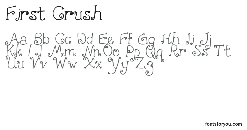 A fonte First Crush – alfabeto, números, caracteres especiais