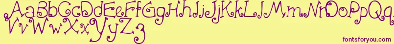 First Crush Font – Purple Fonts on Yellow Background