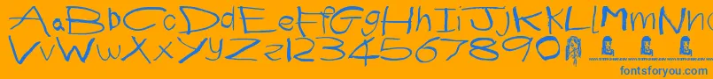 First Grader Font – Blue Fonts on Orange Background