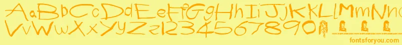 First Grader Font – Orange Fonts on Yellow Background