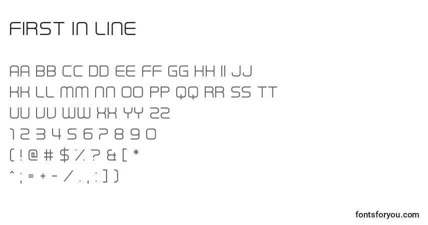 First In Line-fontti – aakkoset, numerot, erikoismerkit