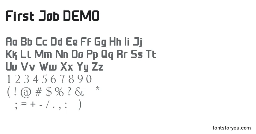 Шрифт First Job DEMO – алфавит, цифры, специальные символы
