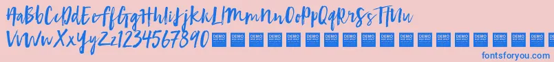 First Take   Demo Font – Blue Fonts on Pink Background