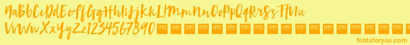 Fonte First Take   Demo – fontes laranjas em um fundo amarelo