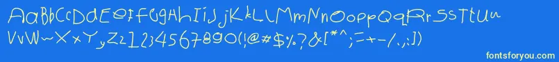 firstgradelili Font – Yellow Fonts on Blue Background