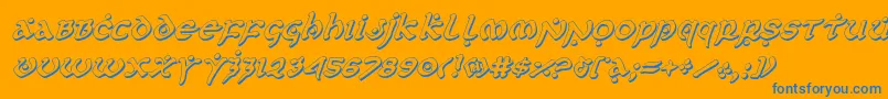 firstorder3dital-Schriftart – Blaue Schriften auf orangefarbenem Hintergrund