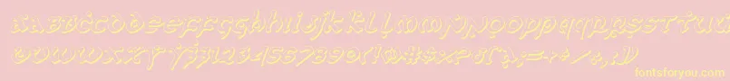 firstorder3dital-Schriftart – Gelbe Schriften auf rosa Hintergrund