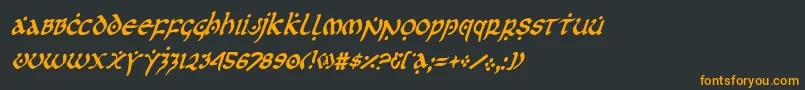 フォントfirstordercondital – 黒い背景にオレンジの文字