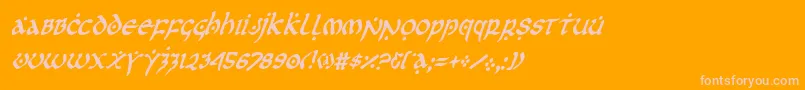 firstordercondital-Schriftart – Rosa Schriften auf orangefarbenem Hintergrund