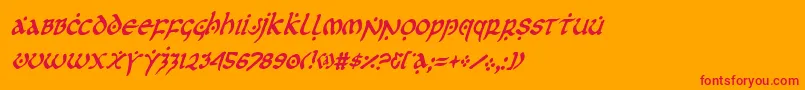 フォントfirstordercondital – オレンジの背景に赤い文字