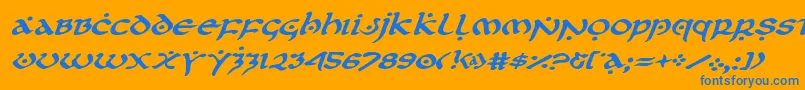 firstorderexpandital Font – Blue Fonts on Orange Background