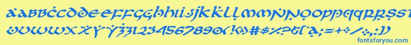 firstorderexpandital Font – Blue Fonts on Yellow Background