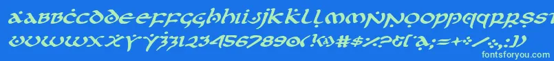 firstorderexpandital Font – Green Fonts on Blue Background