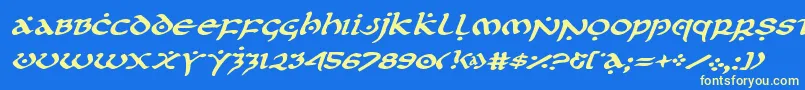 firstorderexpandital Font – Yellow Fonts on Blue Background